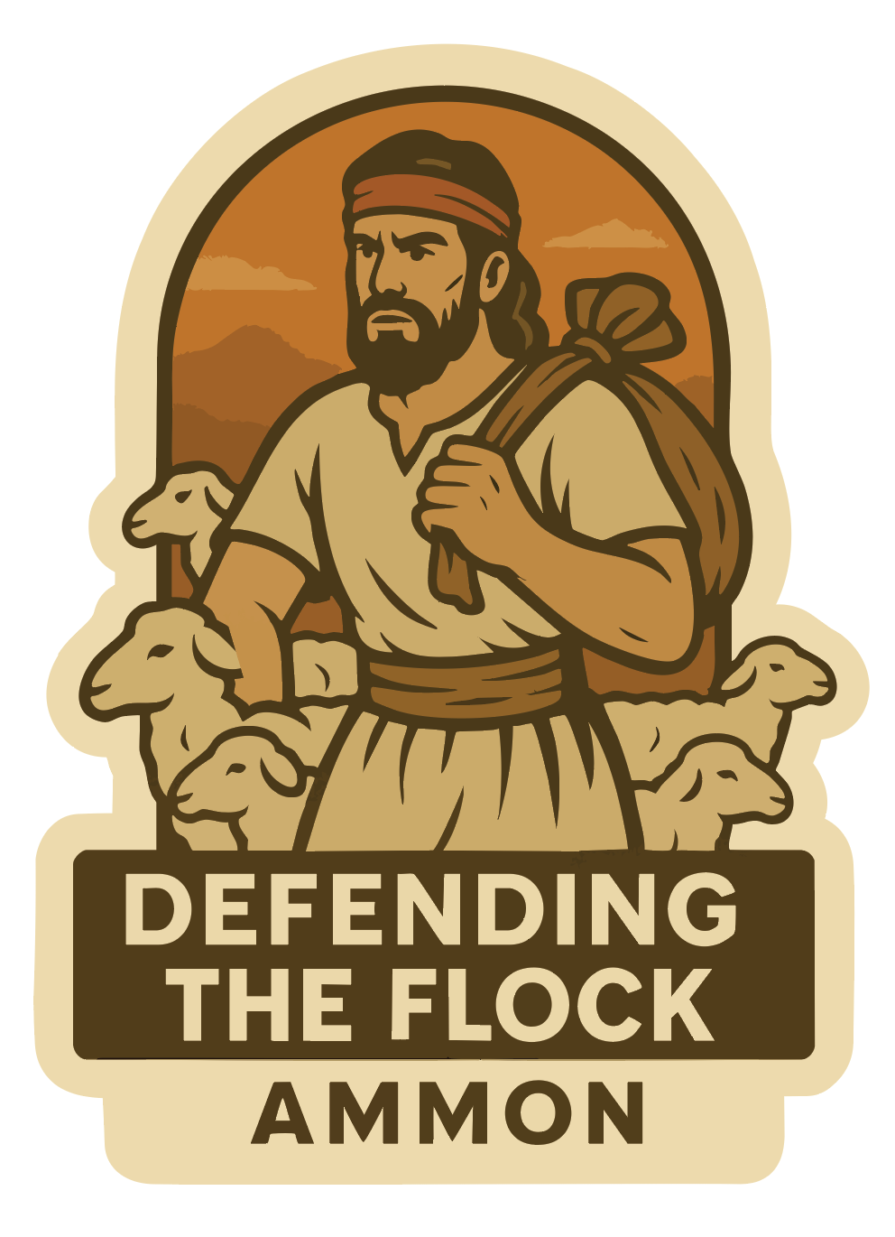 Ammon sticker , book of mormon hero sticker , text ' defending the flock' LDS sticker 