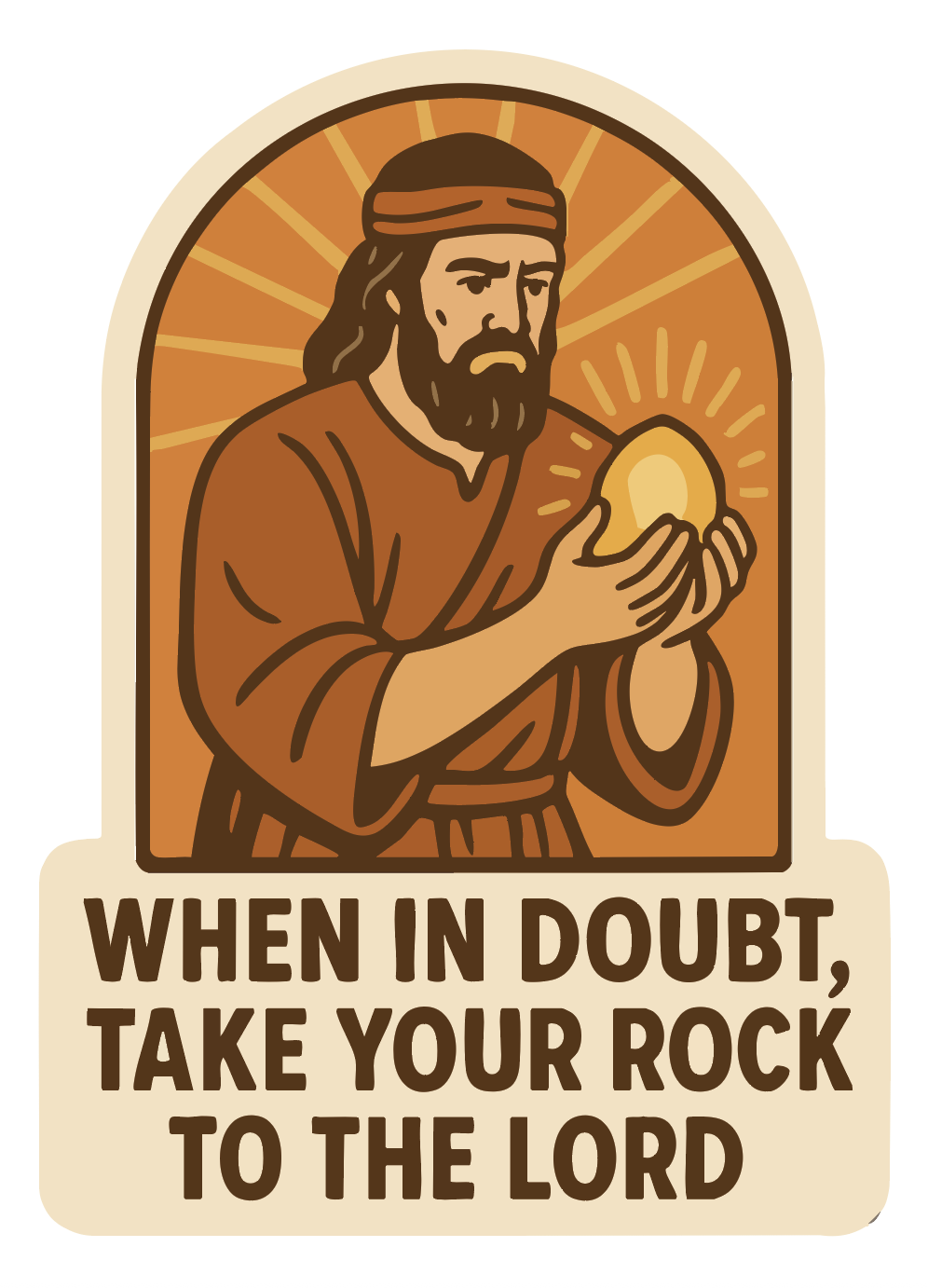 Brother of Jared holding a rock, LDS sticker, Mormon sticker. 