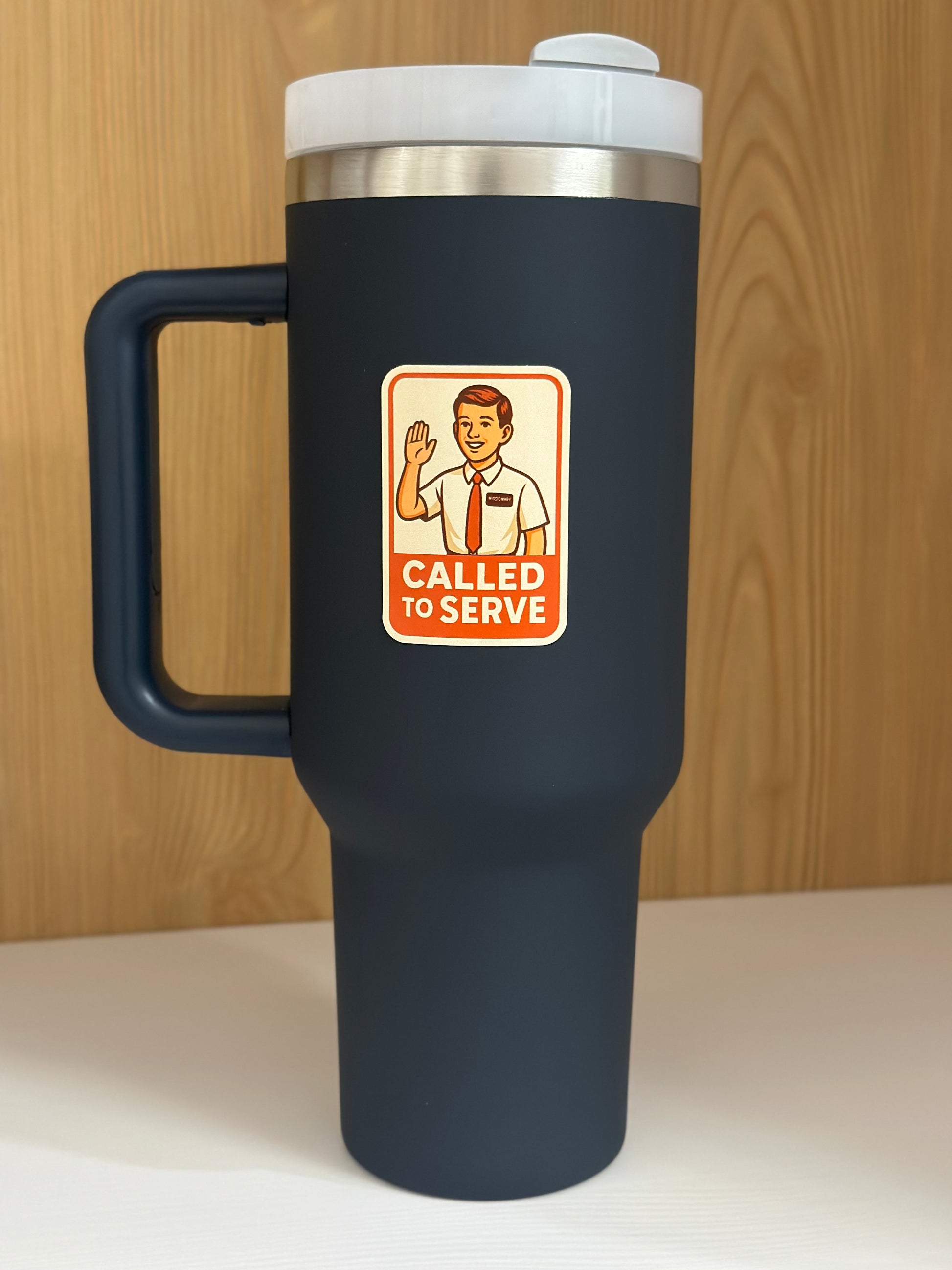 LDS missionary sticker , Called to serve sticker featuring a boy ' called to serve' mormon missionary sticker