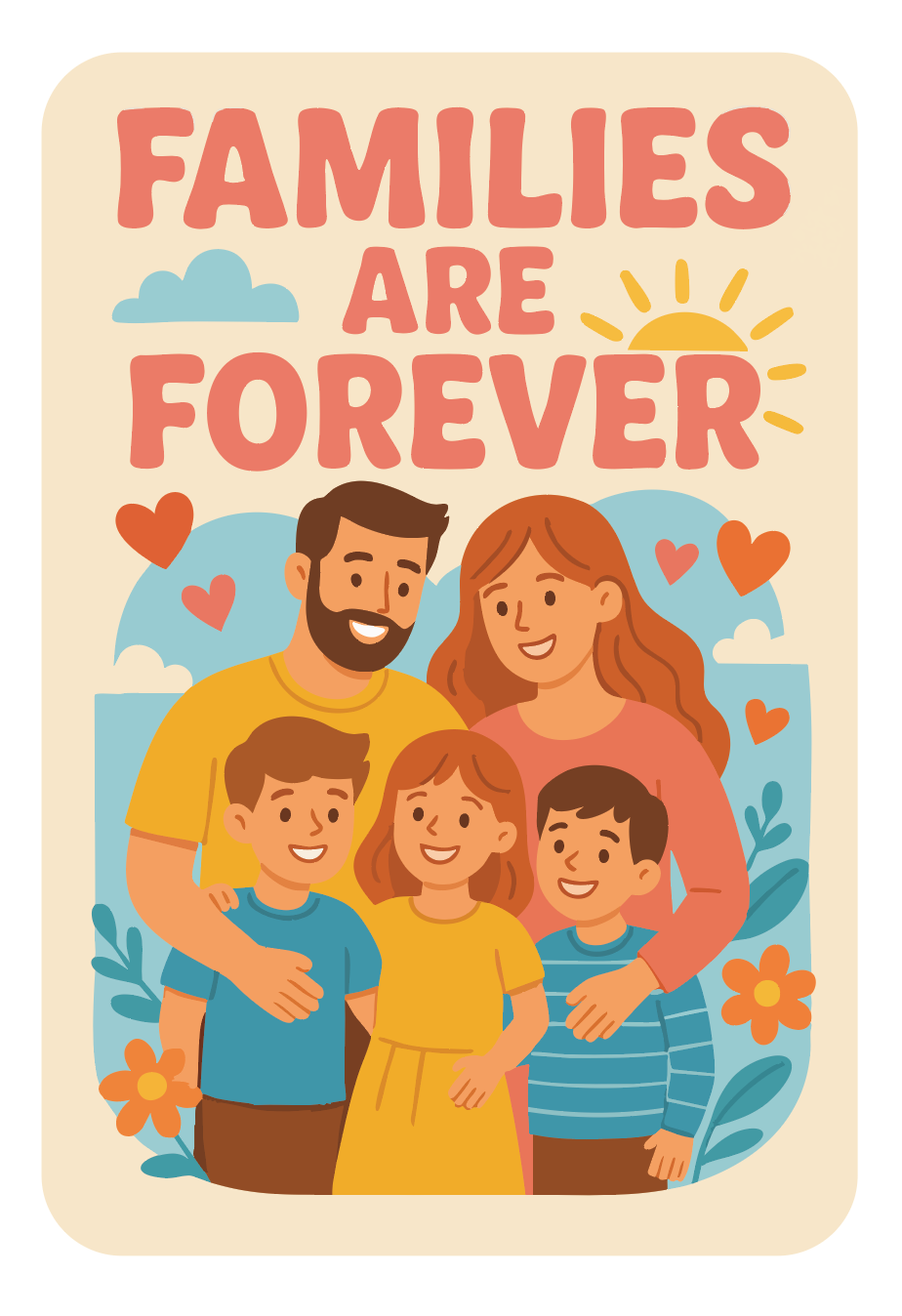Mormon sticker, with lds stickers of a happy family , the LDS sticker says Families are forever