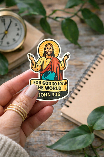 Christian sticker, John 3:16 sticker , Gor god so loved the world sticker