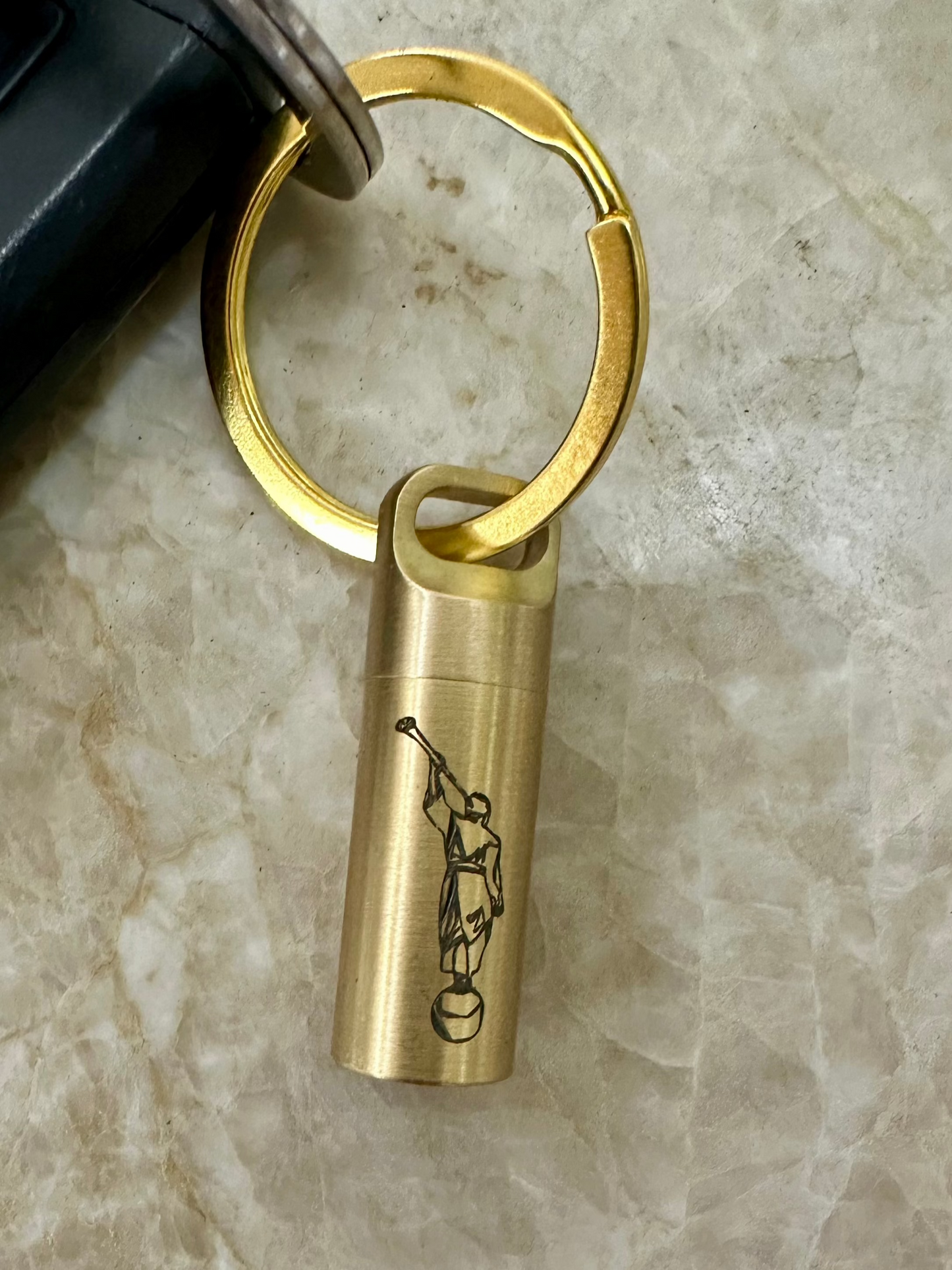 consecrated oil vial made of Brass with a secure screw cap, featuring an elegant engraving of Angel Moroni, ideal for Latter-day Saint Gifts and priesthood blessings. lds oil vial 