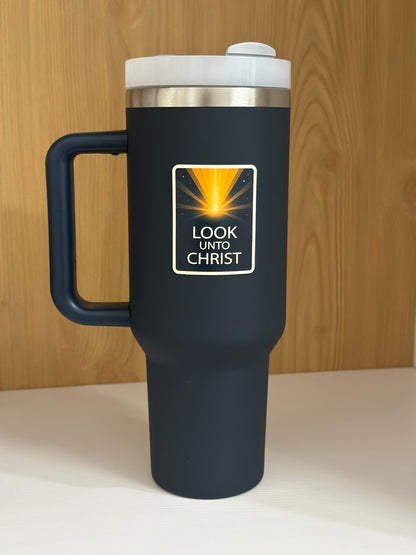 Look unto christ sticker 'look unto christ' text . Christian, faith centered stickers 