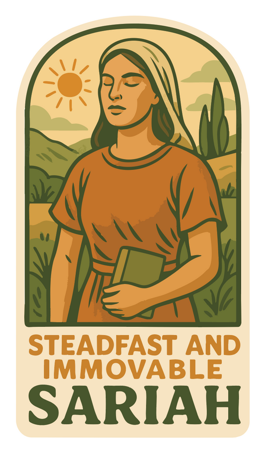 lds sticker showing the book of mormon heroine Sariah. Mormon sticker featuring sariah