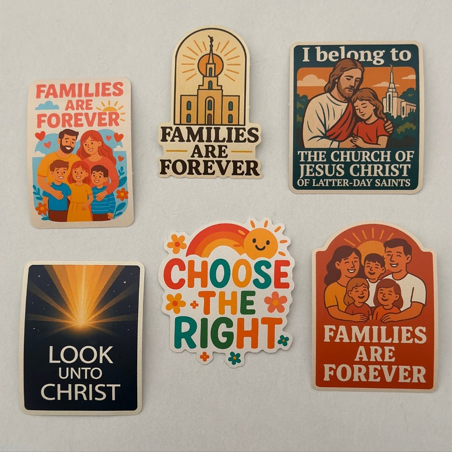 LDS stickers primary stickers and fun mormon sticker sayings. church related stickers. Utah mormon stickers 