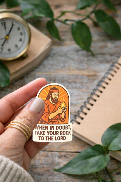 Bring your rock to the lord Sticker