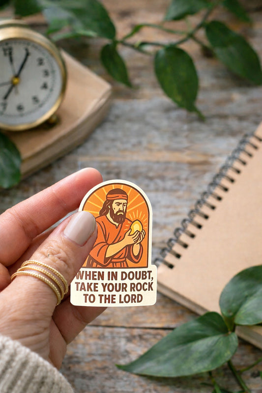 Bring your rock to the lord Sticker