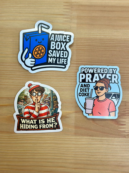 group of stickers that includes wheres waldo